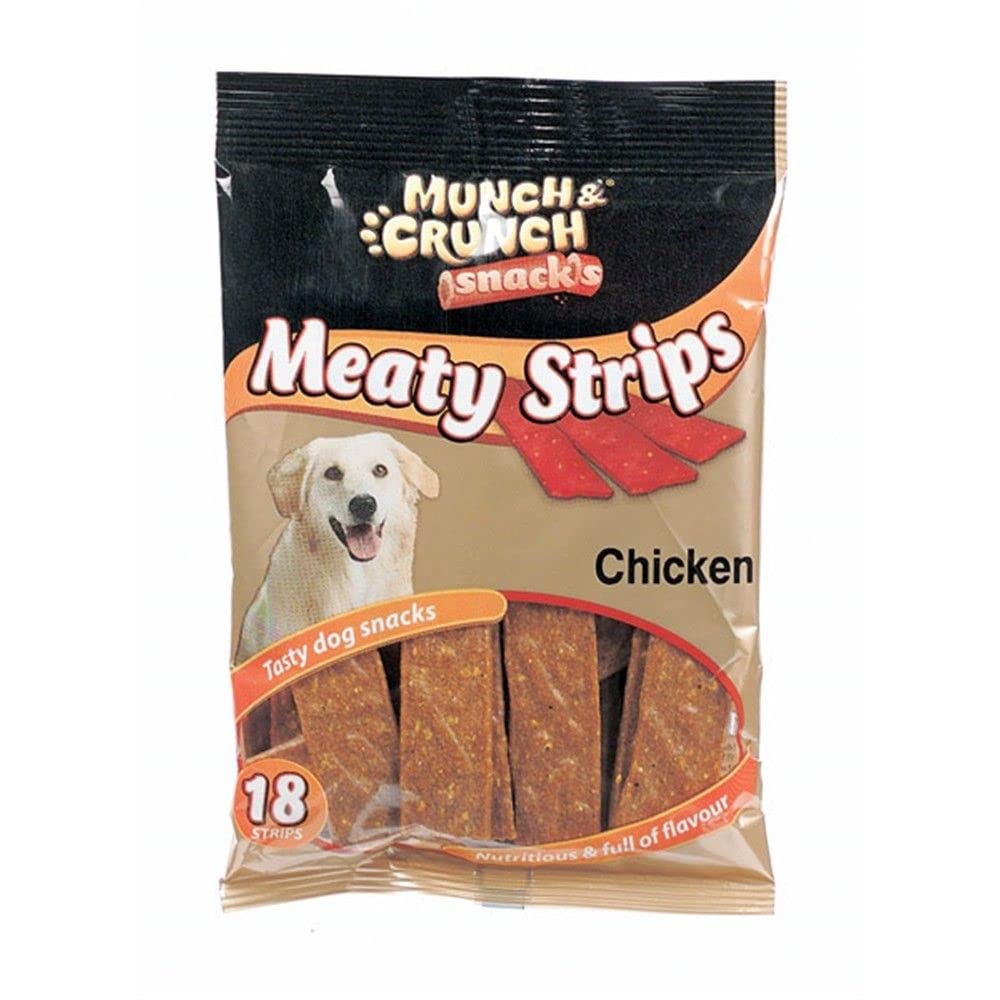 Munch & Crunch Dog Meaty Strips with Chicken Healthy Protein Diet Treat- 18 Pack