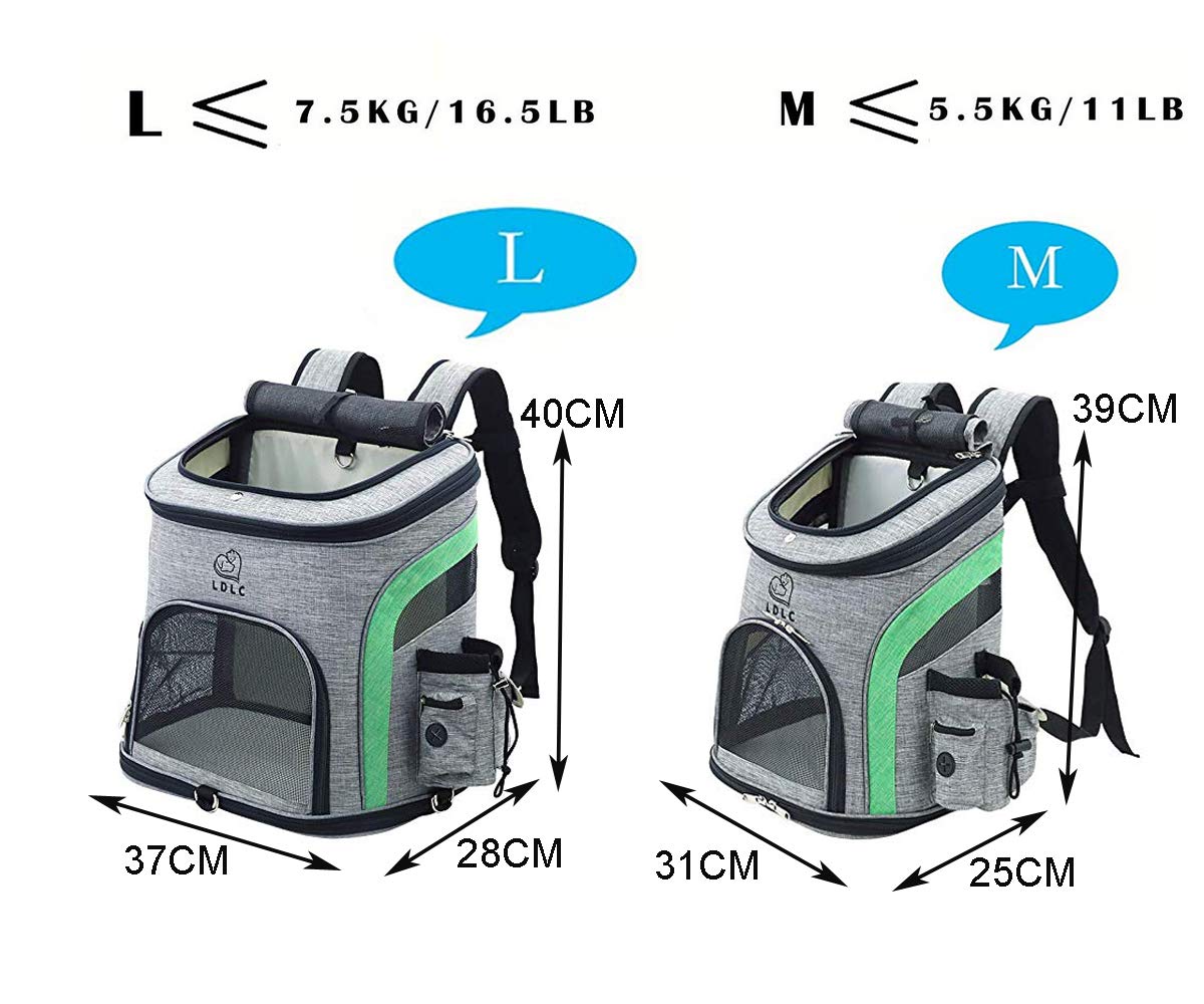 Tineer Mochila Perro Cachorro Bolsa con Malla para Perros medianos Grandes Perros, Bolsa de Viaje portátil para Mascotas para Caminar, Senderismo, Viajes al Aire Libre (L, Upgrade Negro)
