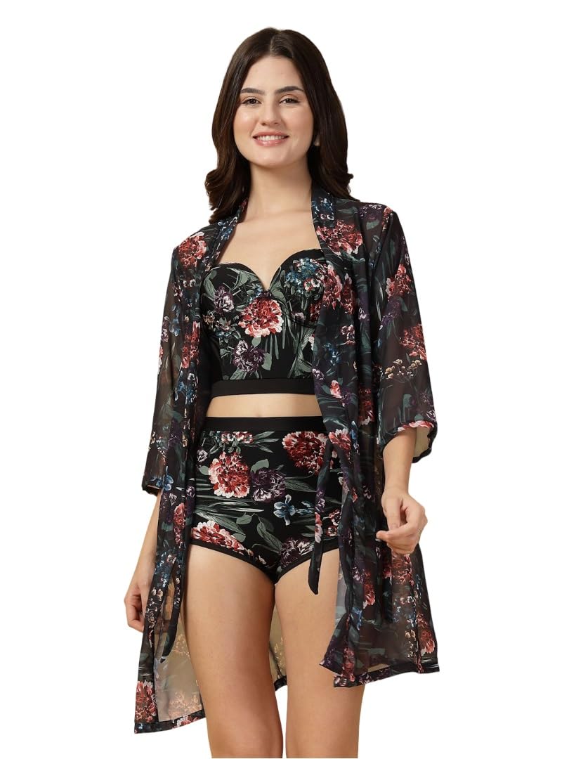 Padded Floral Printed 3 pc Swim Set