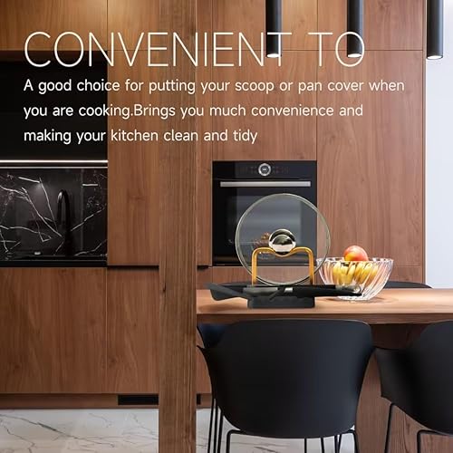 Miniatura 7 de Soporte de cuchara negro, soporte para cuchara con soporte de tapa para encimera de cocina, soporte multifunción para tapa de olla de cocina,