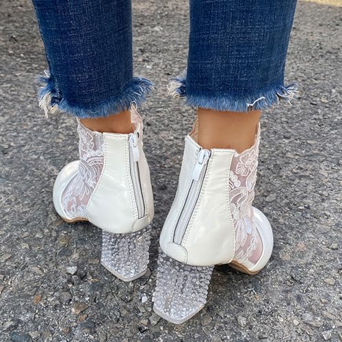 Chaussures antidérapantes talon bloc en maille et strass soirée - 7