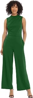 womens High Neck Pleat Tuck Detail Jumpsuit Career Office Workwear Desk to Dinner Event Guest of