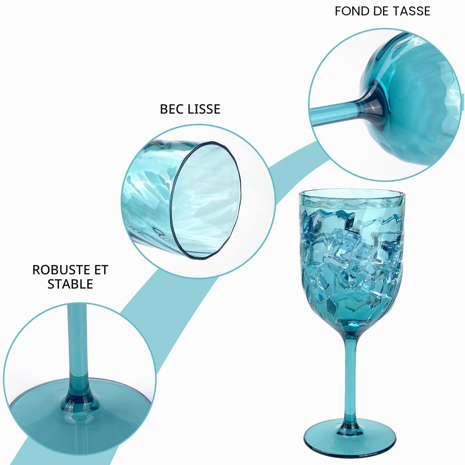 Yalin Lot de 6 verres à vin et à eau empilables incassables en plastique acrylique de 355 ml (multicolore, 440 ml)