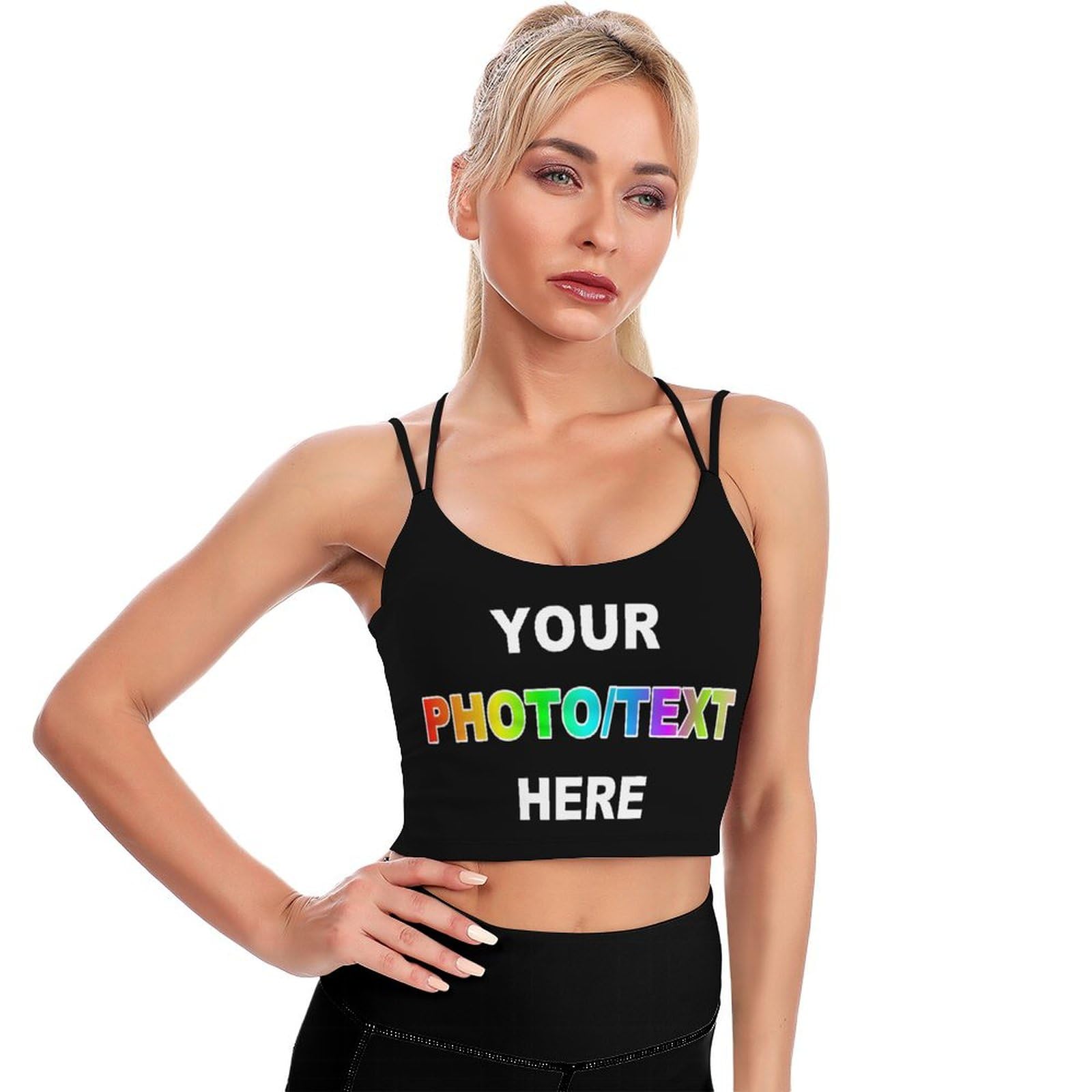 Custom Sports Bra with Photo/Text Personalized Women's Crop Top Yoga Top Running Vest Workout Bras Gym Tops for Women