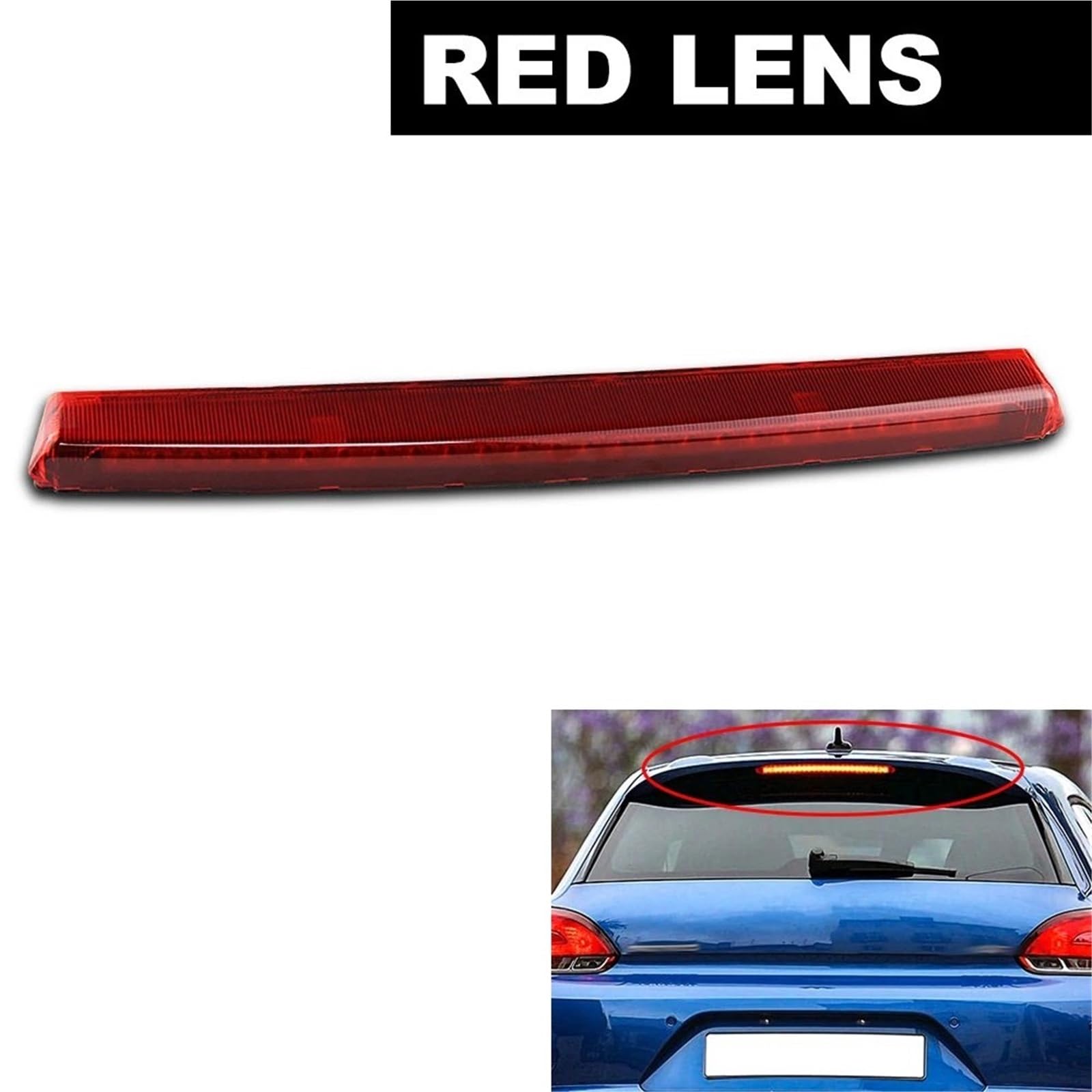 Tercera Luz Freno Trasera Tercera Luz LED Freno para VW para Scirocco para Golf Mk5 para GTI R32 para Polo Mk4, Lámpara Advertencia Tercera Parada Adicional Montaje Alto(Red Lens)
