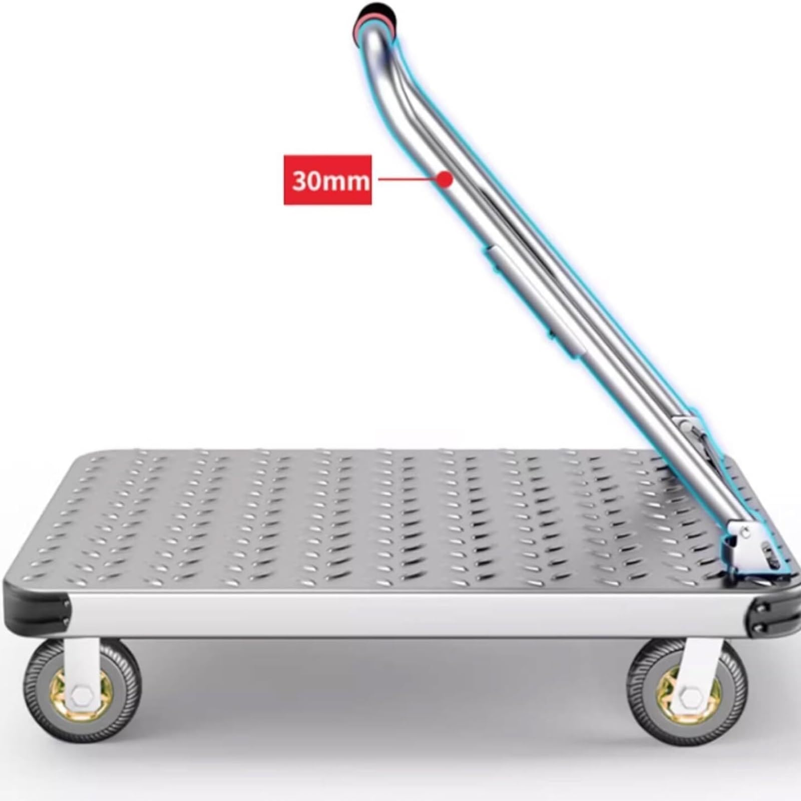 transportwagen Schwerlast-Plattformwagen, Flacher beweglicher Wagen, Handkarren, 450 kg, Stahl-Schiebewagen, 70 x 45 cm, mit 4-Zoll-Schwenkrädern