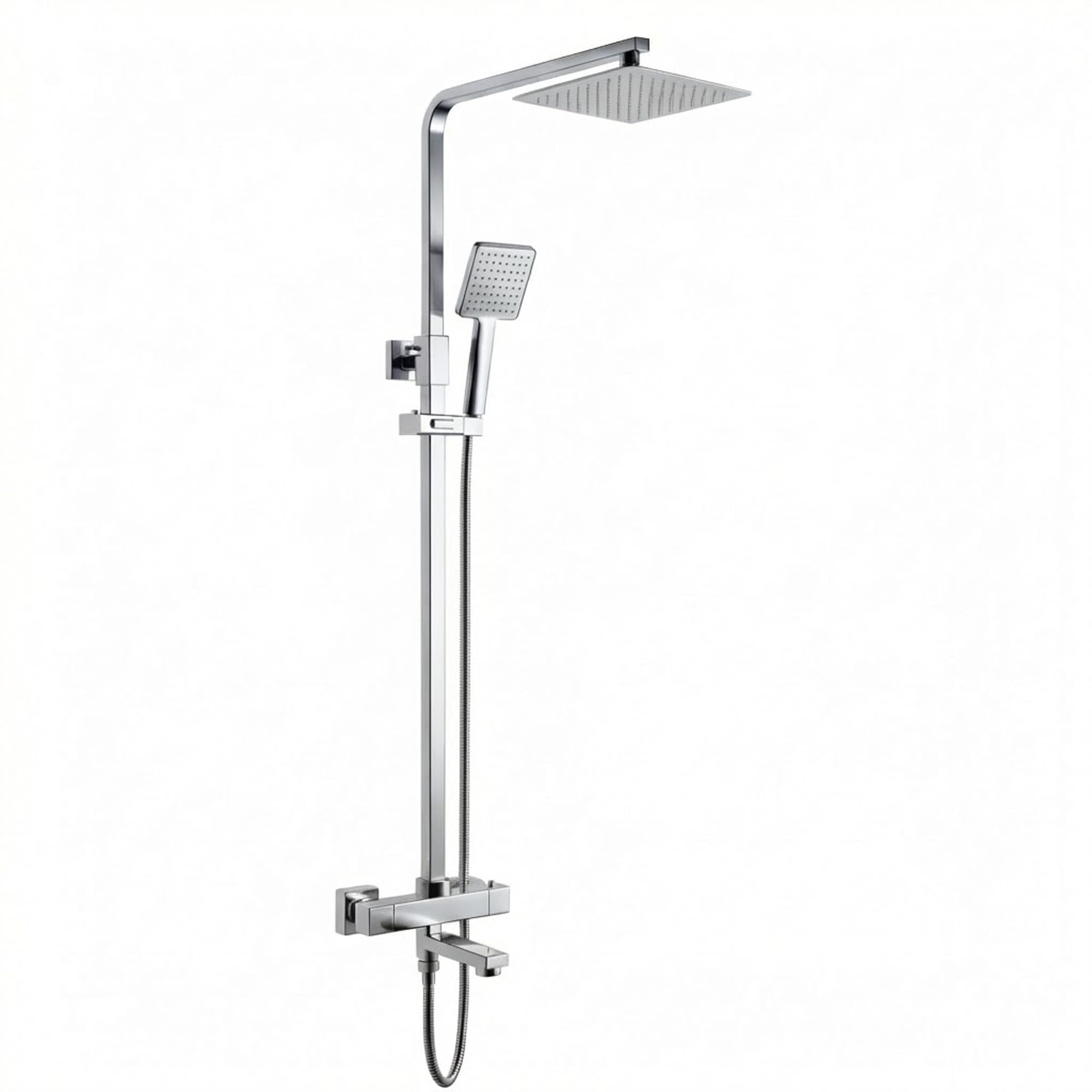 ARKO Thermostatic Mixer Shower with Bath Filler Tap, Rainfall & Handheld Shower Set, Thermostatic Bath & Shower System (Chrome)