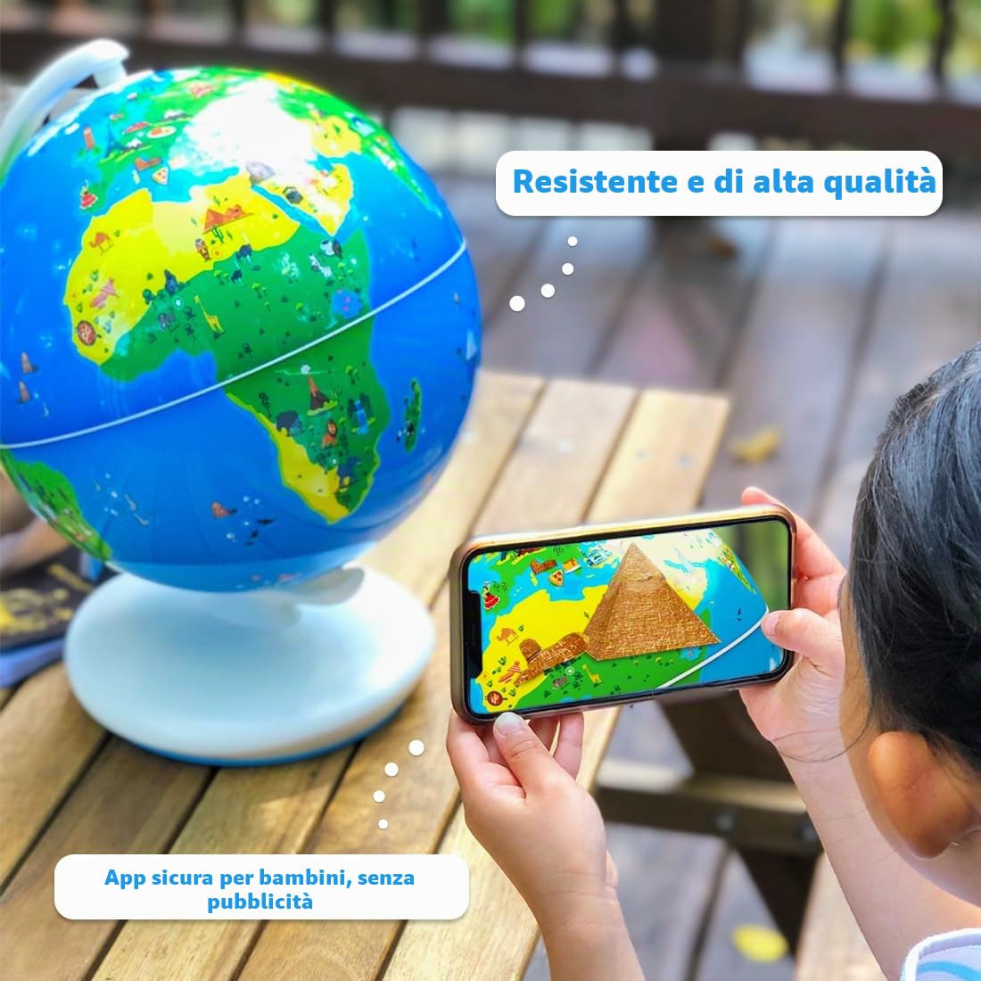 Orboot Earth by PlayShifu (App Based): globo interattivo AR per bambini, giocattolo STEM per ragazzi e ragazze età 4-10 | Giocattolo educativo regalo (senza frontiere, nessun nome sul globo)