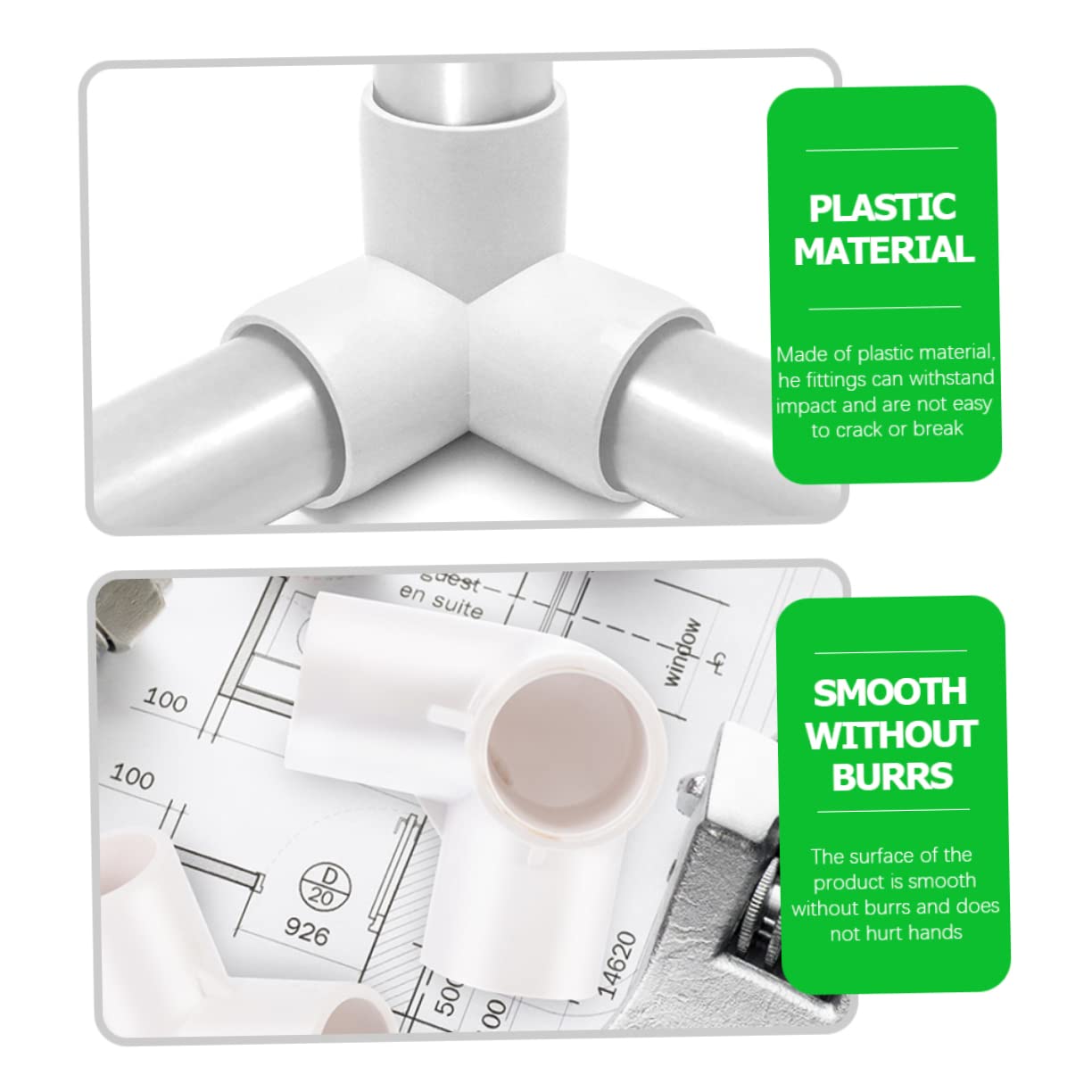 FUNOMOCYA Pvc Tee Pipe Connector 3-way Fitting 90 Degree Elbow for Diy Projects Water Pipe Fittings