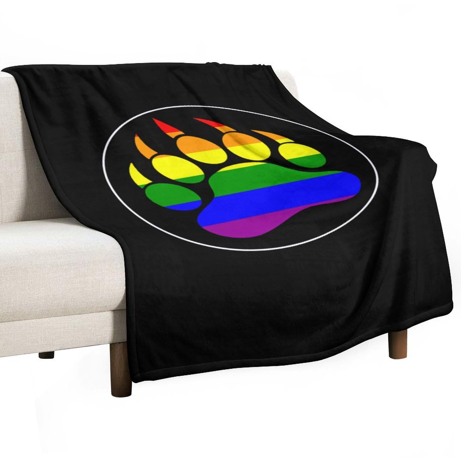 CGSBNGHA LGBT Gay Rainbow Bear Paw Flannel Fleece Blanket Lightweight Soft Throw Blankets for Sofa Couch Bed Chair
