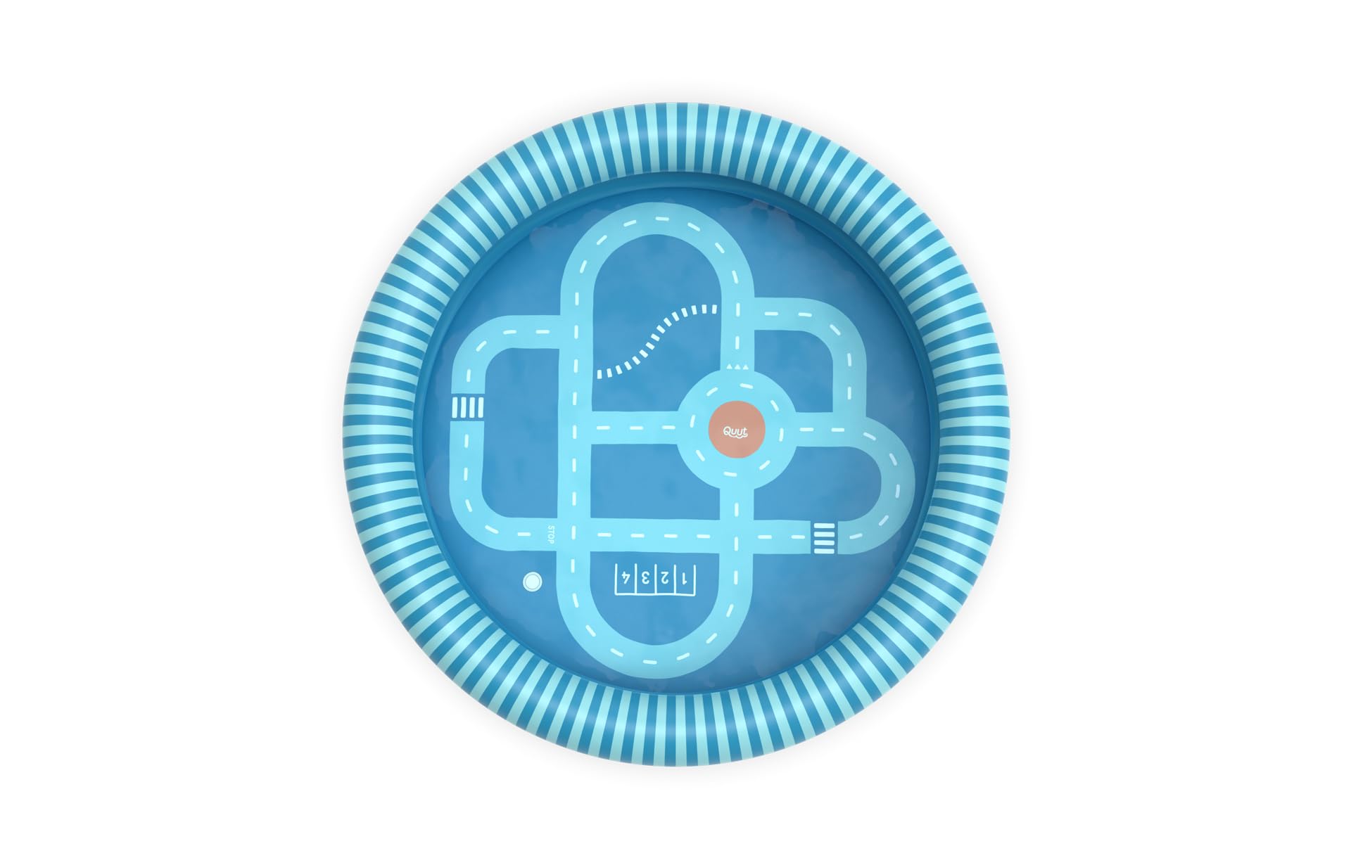 Quut - Dippy - Piscina gonfiabile in PVC Premium (0,30 mm) - Divertente e Design a partire da 2 anni - 120 cm di diametro - Piscina gonfiabile rotonda 2 paraspifferi (strada oceano)