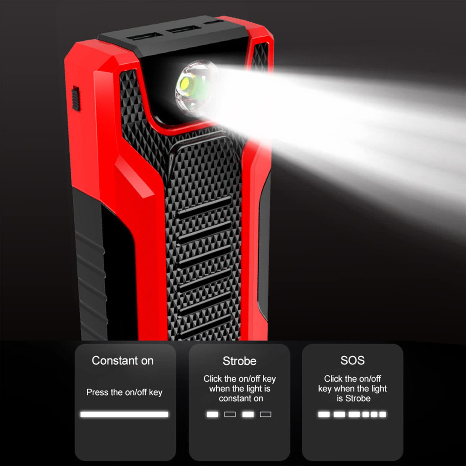 Arrancador de batería de Coche, 1000 A, 28 000 mAh, portátil, 12 V, para Motores de Gasolina de hasta 6 L y diésel de 4 L, con Pinzas Inteligentes.