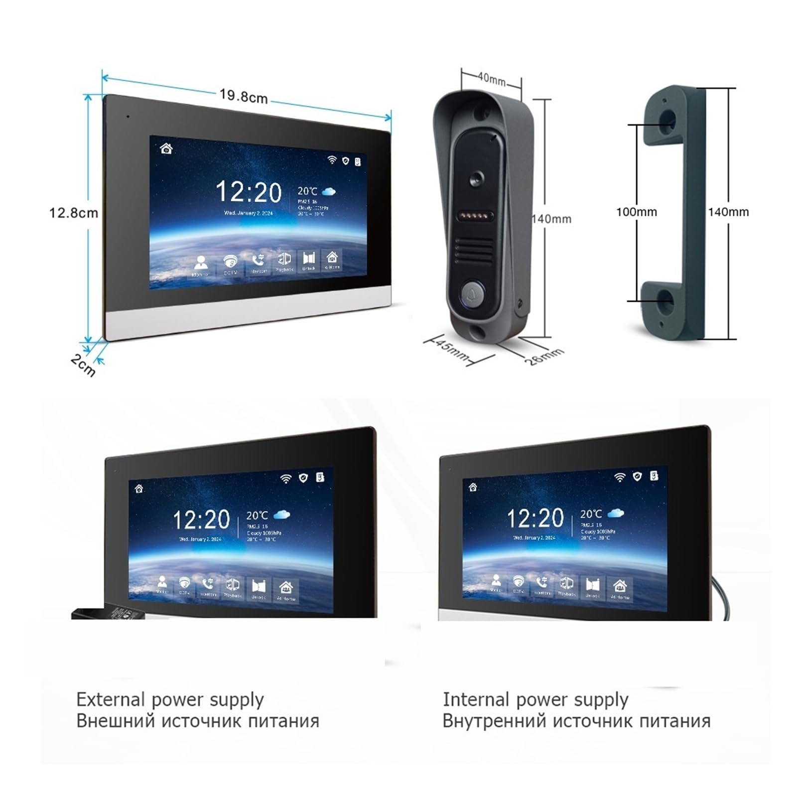 Di Videocitofono 1080P For Casa Wireless WiFi Smart Con Campanello Visione Notturna A Infrarossi Rilevamento Del Movimento Audio Bidirezionale(H-R6-P202BD-M503BA-B)
