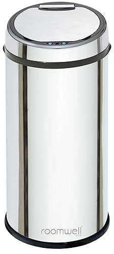 Miniatura 2 de roomwell.co.uk Bote de basura con sensor de 13 galones y 50 litros con adaptador de corriente, automático, sin tacto, bote de basura adecuado para
