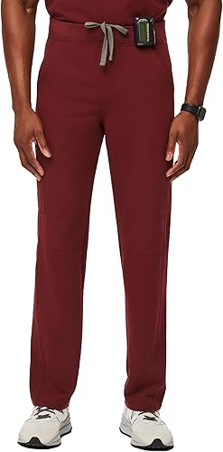 FIGS Axim Cargo - Pantalones médicos para hombre, ajuste clásico, pierna recta, 7 bolsillos, elásticos en 4 direcciones, antiarrugas