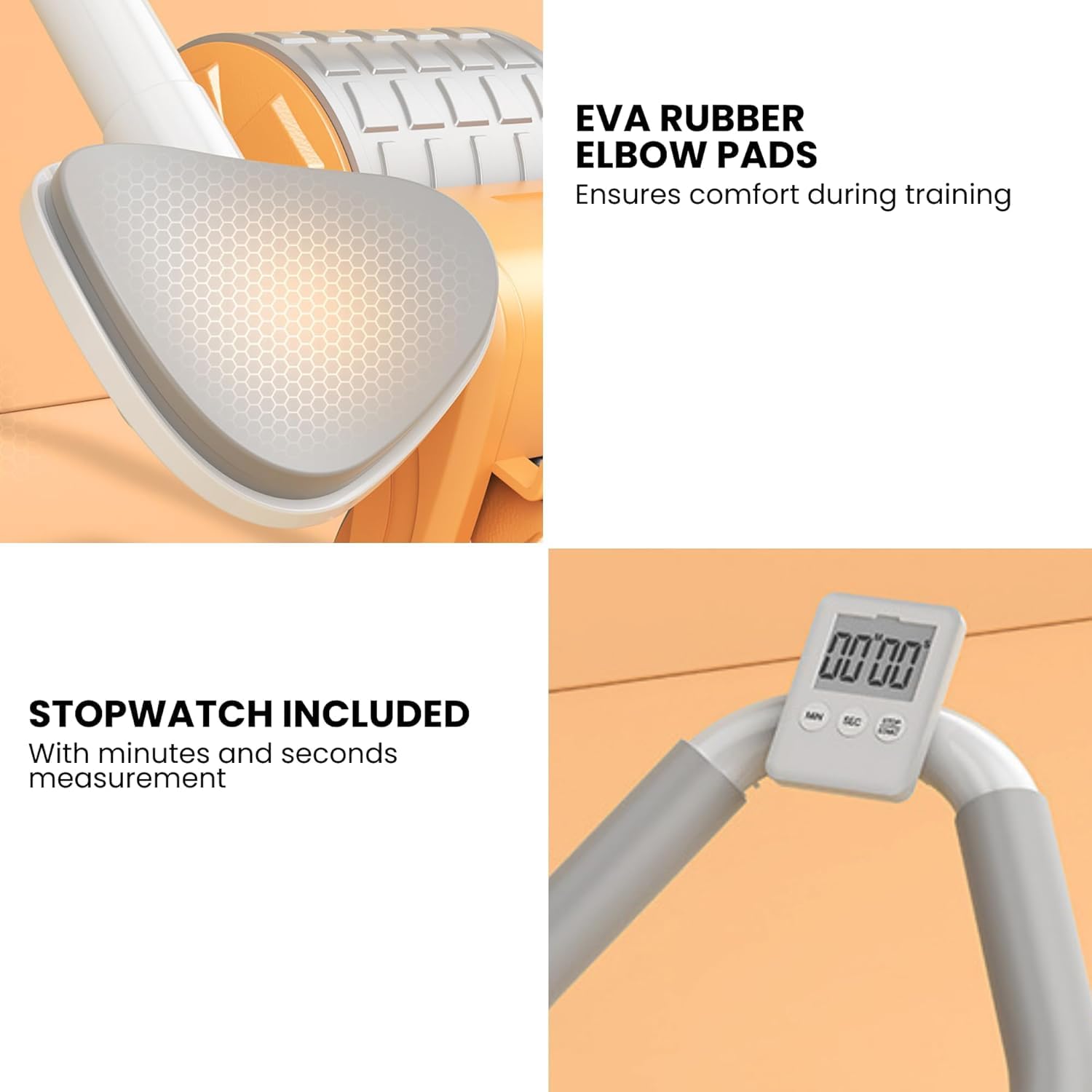 𝗥𝘂𝗼𝘁𝗲 𝗔𝗱𝗱𝗼𝗺𝗶𝗻𝗮𝗹𝗲 con Rimbalzo Automatico Rullo per ABS. Kit per Allenamento a Casa con Ginocchiera e Cronometro Inclusi. Sport per Principianti a Casa