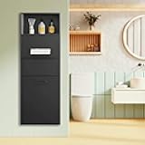 Recessed Toilet Paper Holder,with Hidden Trash Can,Thickened Stainless Steel Trash Cabinet,with Press Rebound Lock Enables