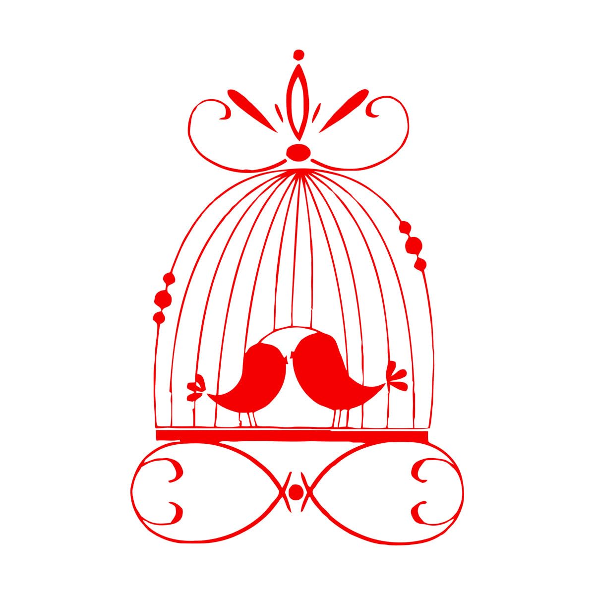 Lettering Stickers Birds Animals Love Birds Paradisiacal Beautiful Cage 72x111.5cm Removable Without Leaving Glue Extra Large red โ image 1
