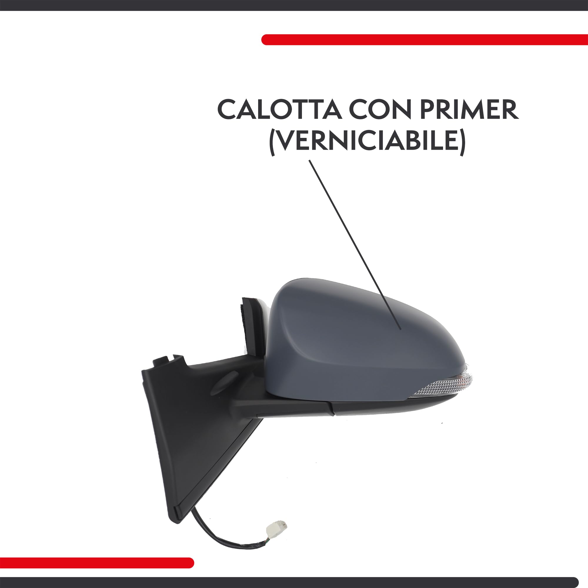 Specchietto Retrovisore per Toyota Yaris XP15 dal 2014, Calotta Verniciabile, Regolazione Elettrica, Connettore 7 pin, Con freccia, Riscaldabile, Termico (DESTRO)