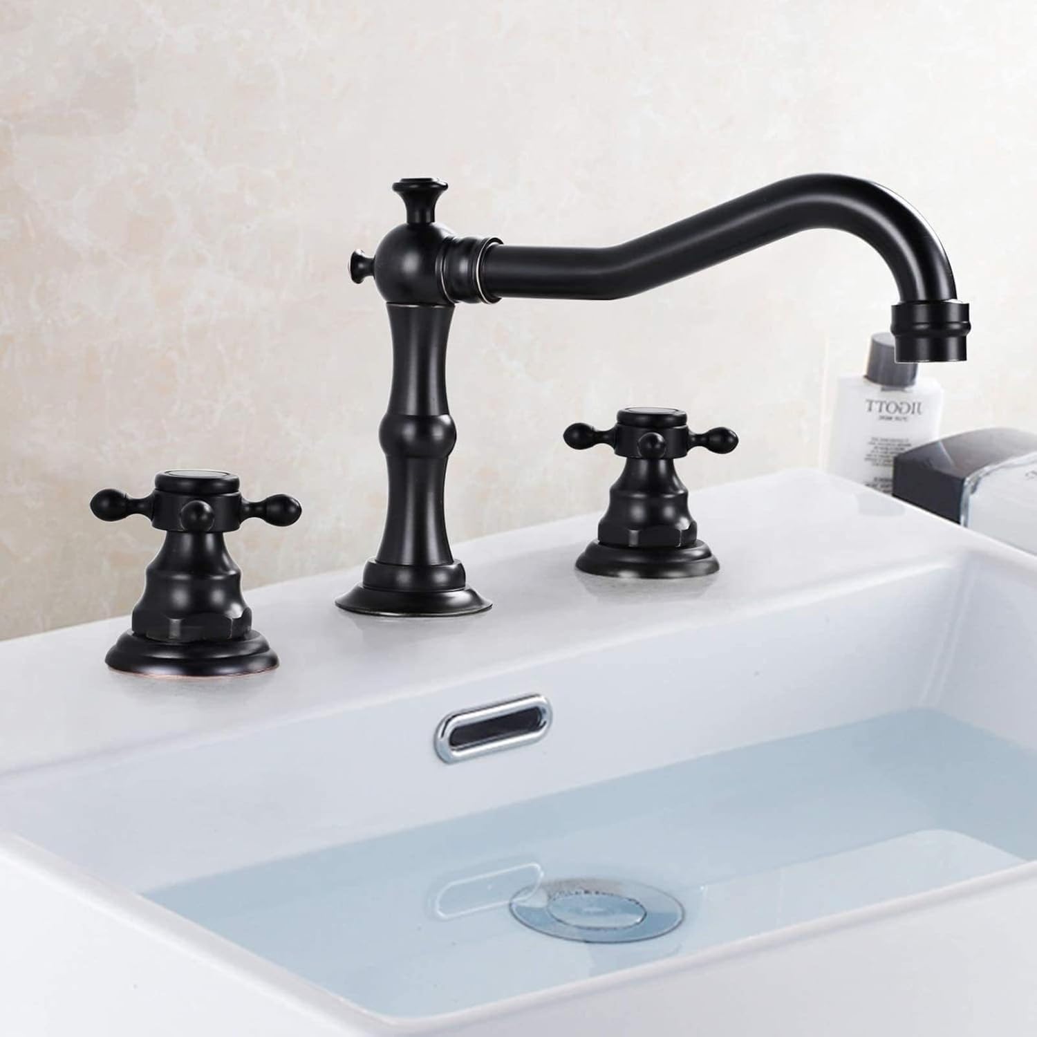 Mitigeur de robinet de lavabo à 2 poignées en laiton antique