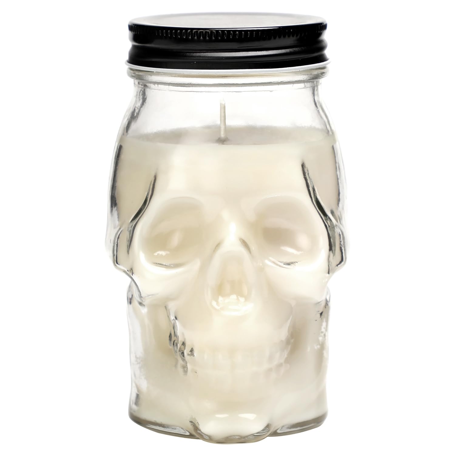 KORMMCO White Skull Candle, Large Skull Candle for Halloween, Gothic Spell Spooky Skull Decor 12oz