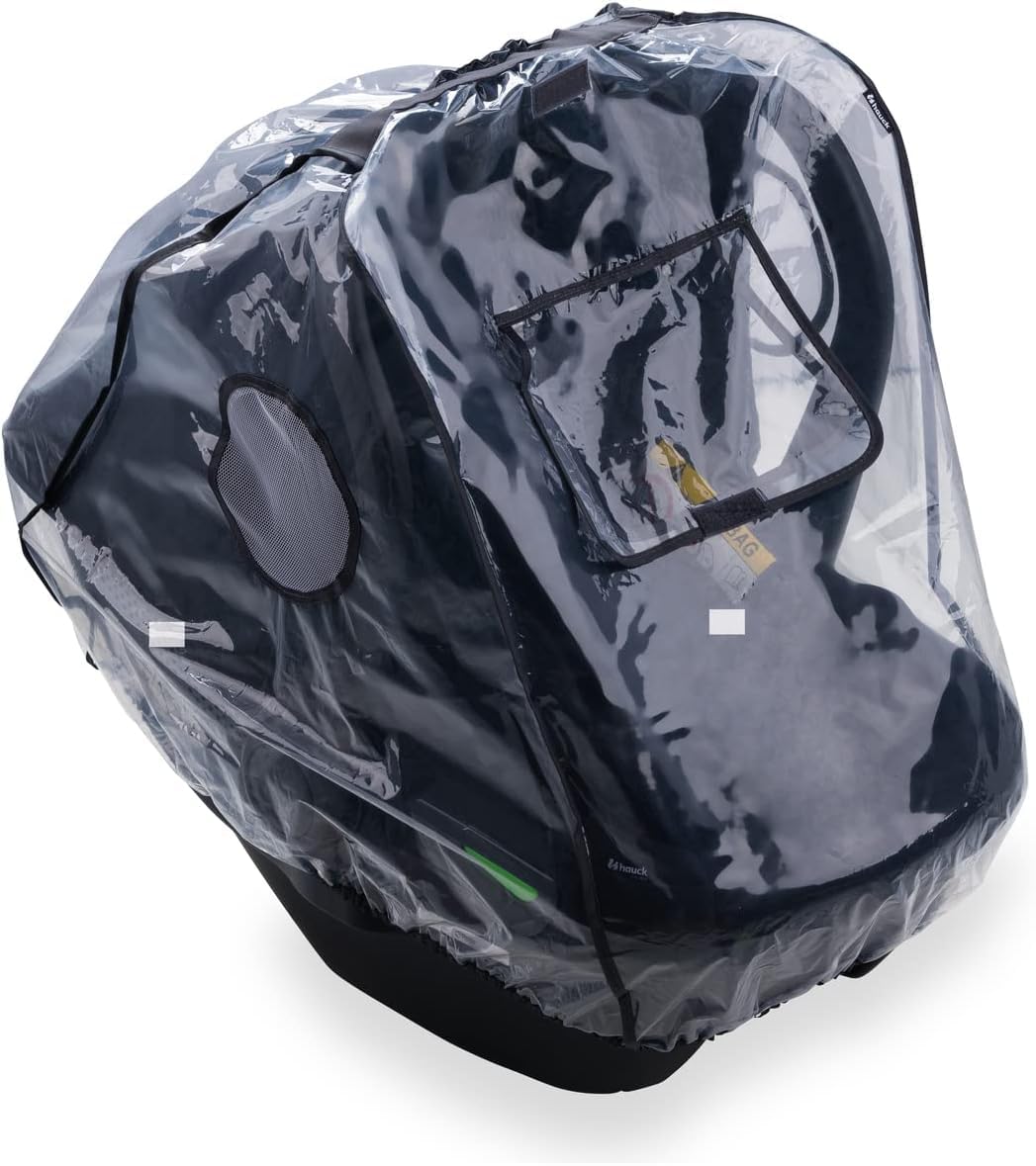 hauck Rain Cover Baby Car Seat Universal with Carry Opening, Contact Window, Air Holes, Easy Attachment with Elastic Band, Rain Cover, Baby Seat, Small, Foldable, Transparent