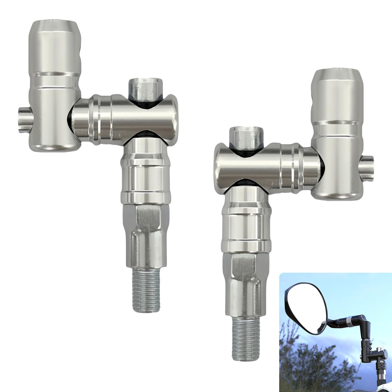 BWANGIAO 2pieces Motorcycle Glass Extender Adapter 360 Degree Adjustable Angles Aluminum Alloy for Enhanced and Visibility