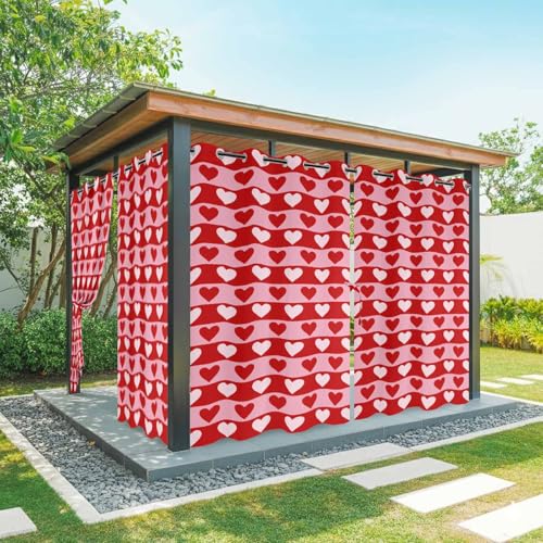 Valentine's Day Outdoor Curtains for Patio Waterproof, 1 Panel 54x108inch