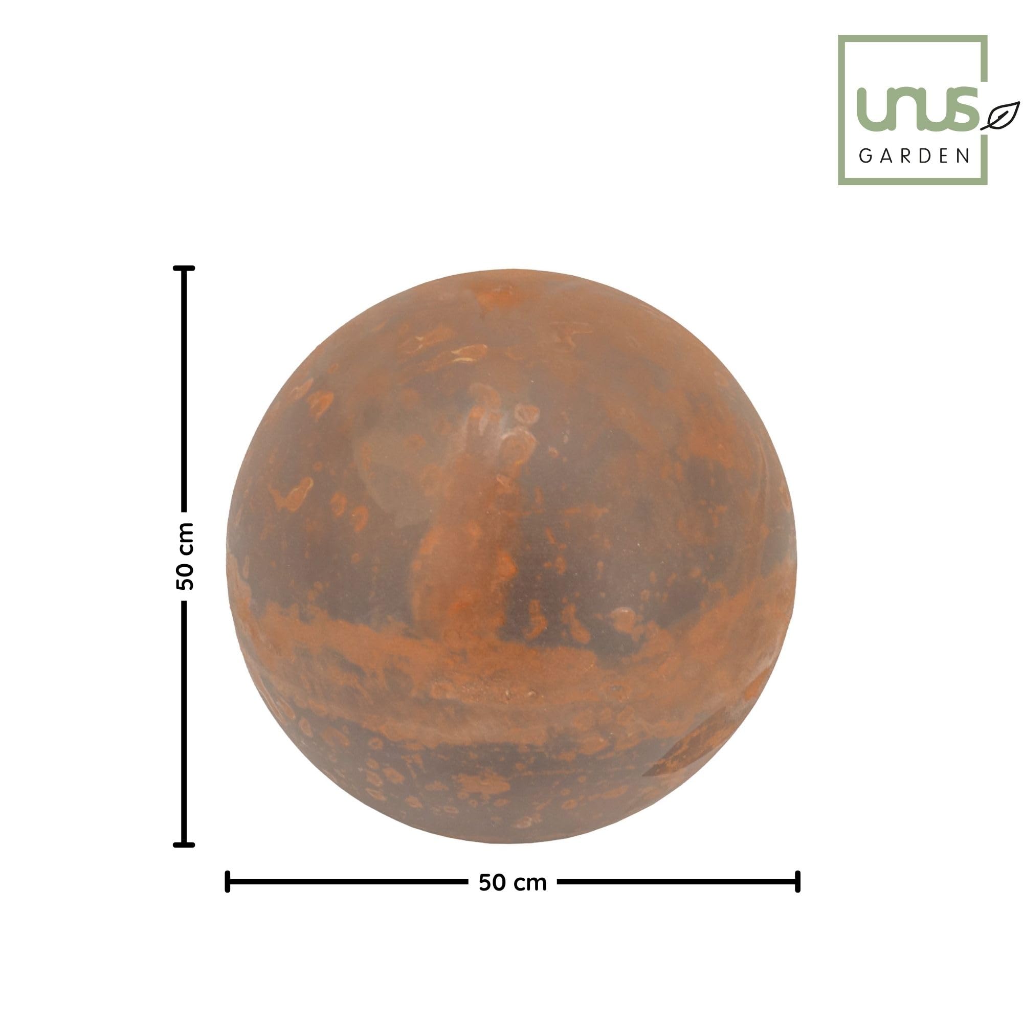 UNUS Sfera decorativa in metallo, diametro 50 cm, grande sfera effetto ruggine, per giardino, aiuole e terrazze