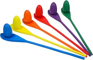 Toyvian 6 Peças De Ovos De Madeira Para Crianças Festa De Aniversário Jogo De Carnaval Jogo De Revezamento De Ovos Jogo De Equilíbrio De Ovos De Madeira Colher De Equilíbrio Colher