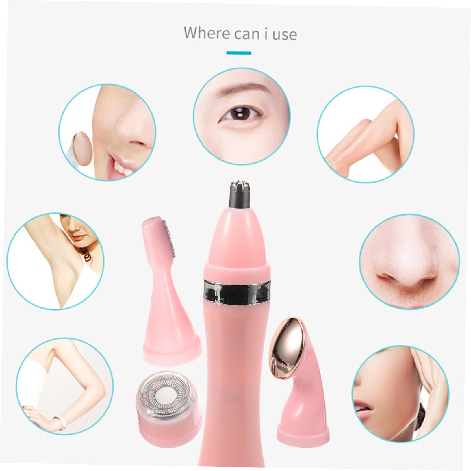 PartyKindom Electric Razor for Women Hair Remover Shaver with Shaving Heads Cordless Design for Precise Trimming and Cleansing Battery Operated Beauty Tool