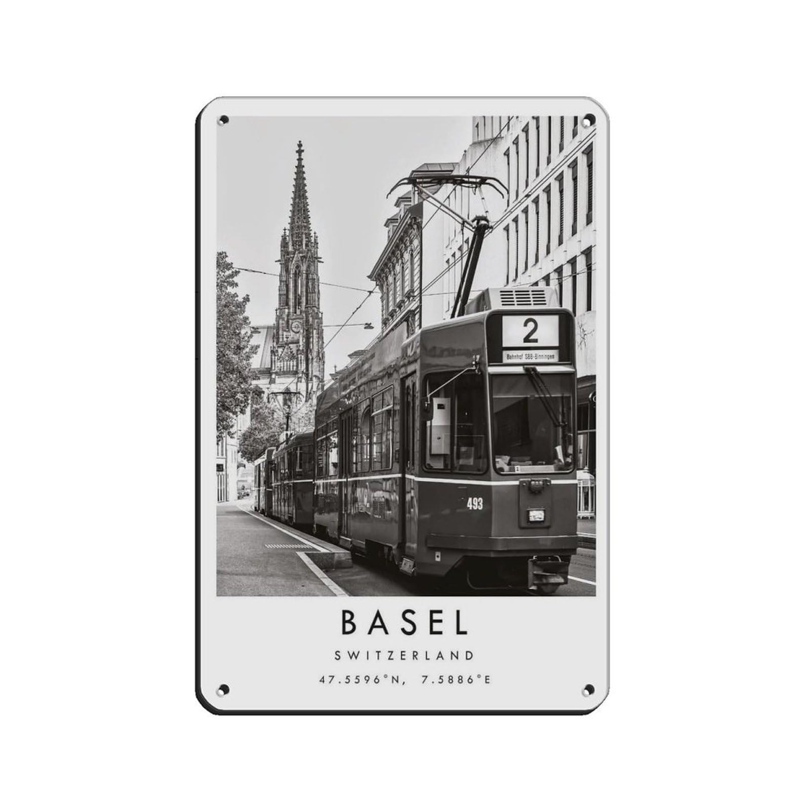 Basel Travel, Switzerland Poster (21) Retro Poster Metal Tin Sign Chic Art Retro Iron Painting Bar People Cave Cafe Family Garage Poster Wall Decoration 8x12inch(20x30cm)