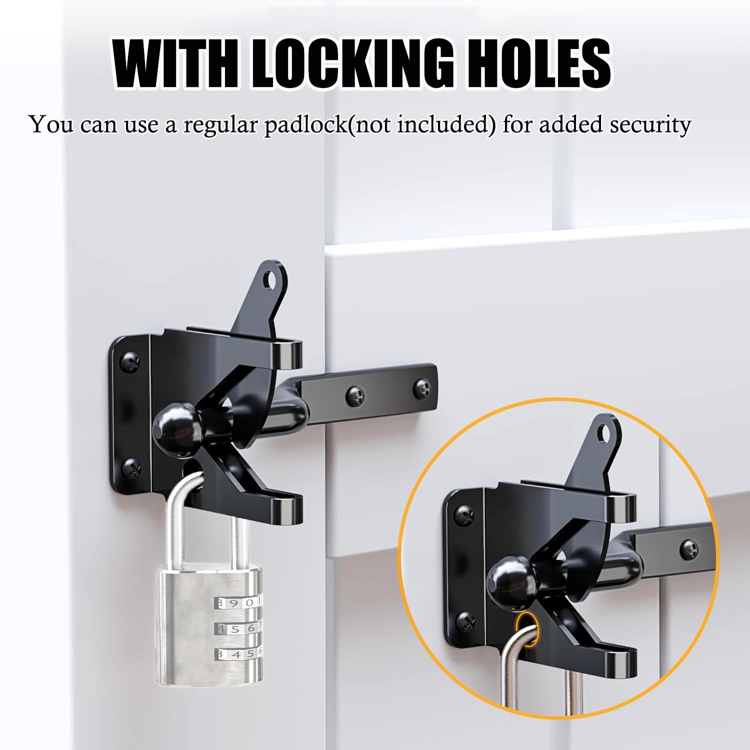 Litensh Self Locking Gate Latch, Automatic Gravity Lever, Door Latches, Garden Gate Lock, Stainless Steel Fence Lock - Image 4