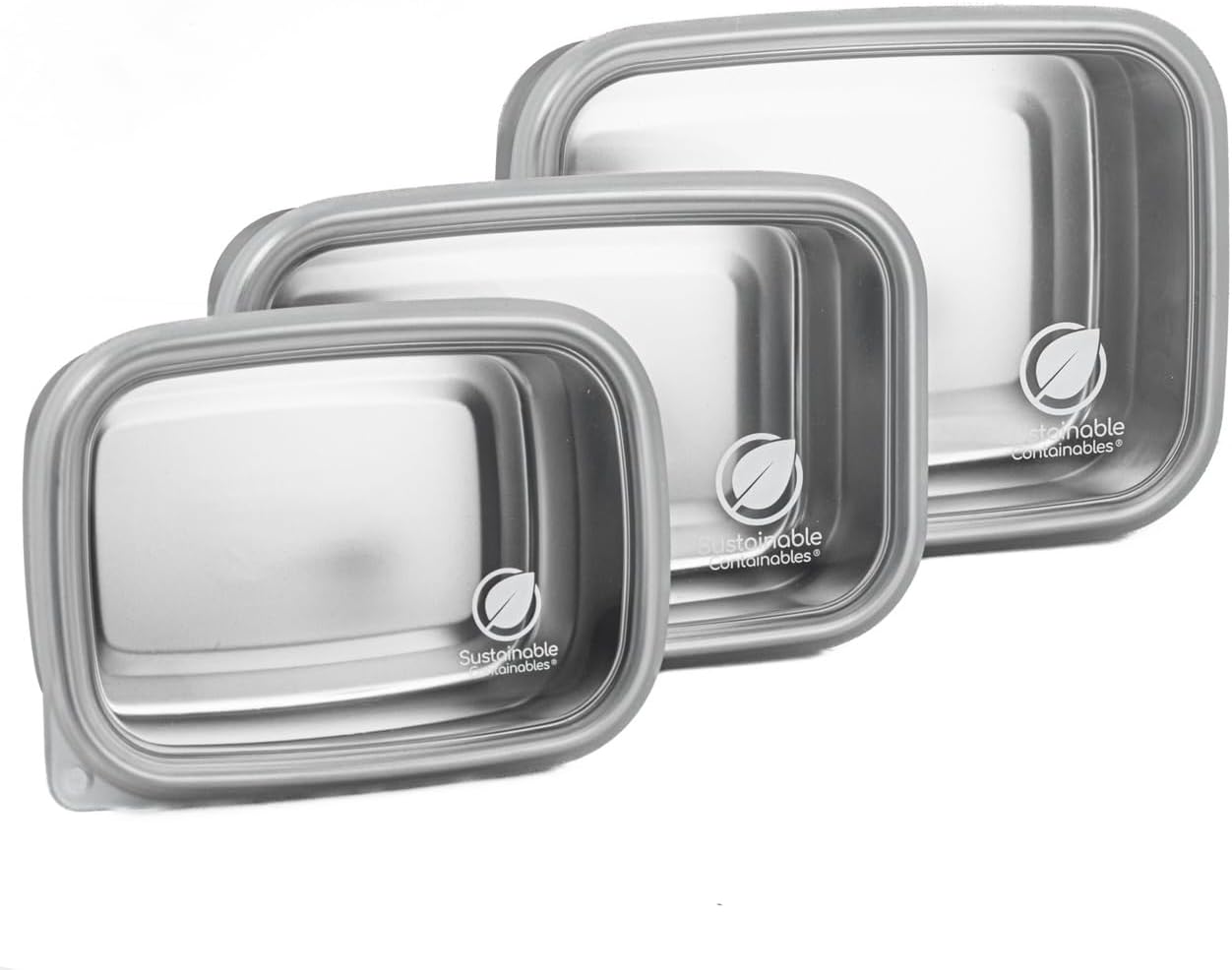 Stainless Steel Food Storage Containers with Clear Platinum Silicone Lids, Airtight, Leakproof 18/8 (304) Food Grade SS Nested 3Pk 20/30/40 oz Plastic-Free - Image 7