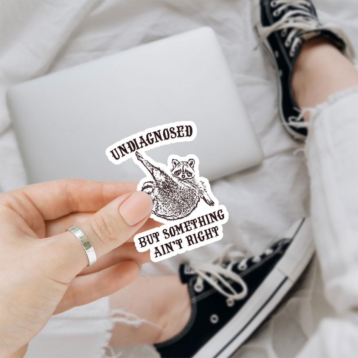 3Pcs Undiagnosed But Something Ain't Right Sticker Funny Raccoon Trash Panda Gift Undiagnosed But Something is Definitely Wrong Stickers Sarcastic Decal for Laptop Bottle Phone Car Hard Hat 3" (U1)