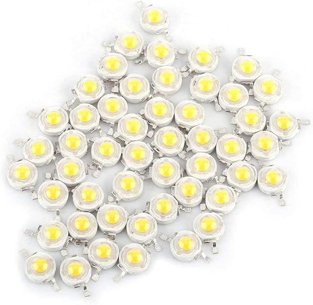 100 Pcs High Power Led Chip, 3W Super Bright Intensity SMD Light Emitter Components Diode Bulb Lamp Beads Chip DIY Lighting Fixtures for Floodlight Spotlight(White 6000-6500K)