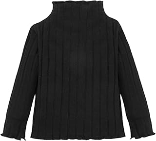 SOLY HUX Baby Girl's Mock Neck Long Sleeve T Shirt Lettuce Trim Ribbed Knit Tee Top