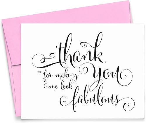 Thank You for Making Me Look Fabulous Wedding Card to Your Stylist, Hair and Makeup Artist, Wedding Vendor Tip Note Card, 1 Greeting Card with