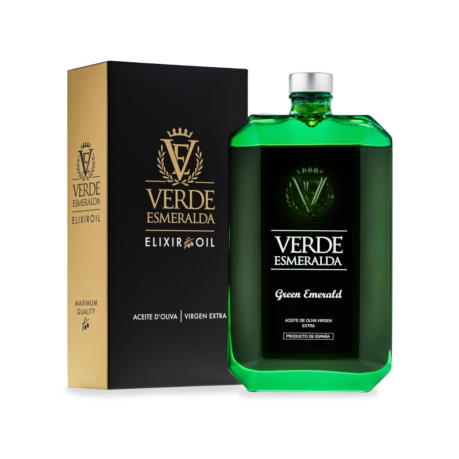Verde Esmeralda - Huile d'Olive Vierge Extra Picual 500ml | Huile d'Olive Espagnole Premium Pressée à Froid | Profil Fruité aux Herbes et Artichaut