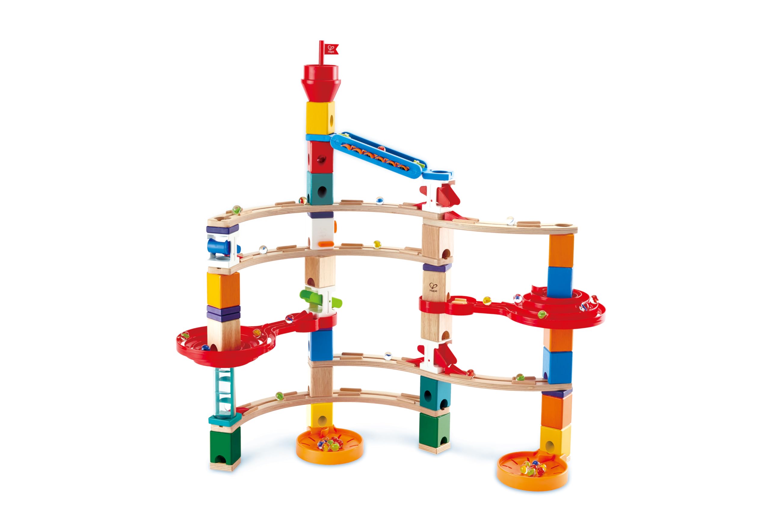 Hape Wooden Quadrilla Super Spirals Marble Run STEM Toy for Kids 4+ Years