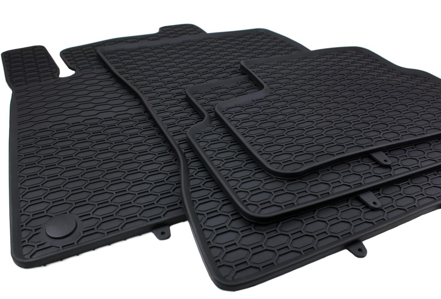 kfzpremiumteile24 tappetini in gomma zerbini di qualità in nero 4x pezzi anteriore e posteriore per qualsiasi tempo | Tappetini per auto di qualità premium su misura con design a nido d’ape resistenti alle intemperie set da 4 pezzi antiscivolo