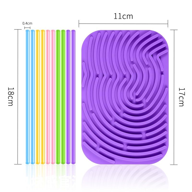SENKESH® Silicone Sensory Activity Board , Quiet Fidget & Creativity Board with 10 Colorful Strings, All 100% Silicone, Fine Motor Skill Toy with Free Activity Master Booklet, Ages 3+ (Purple) 1
