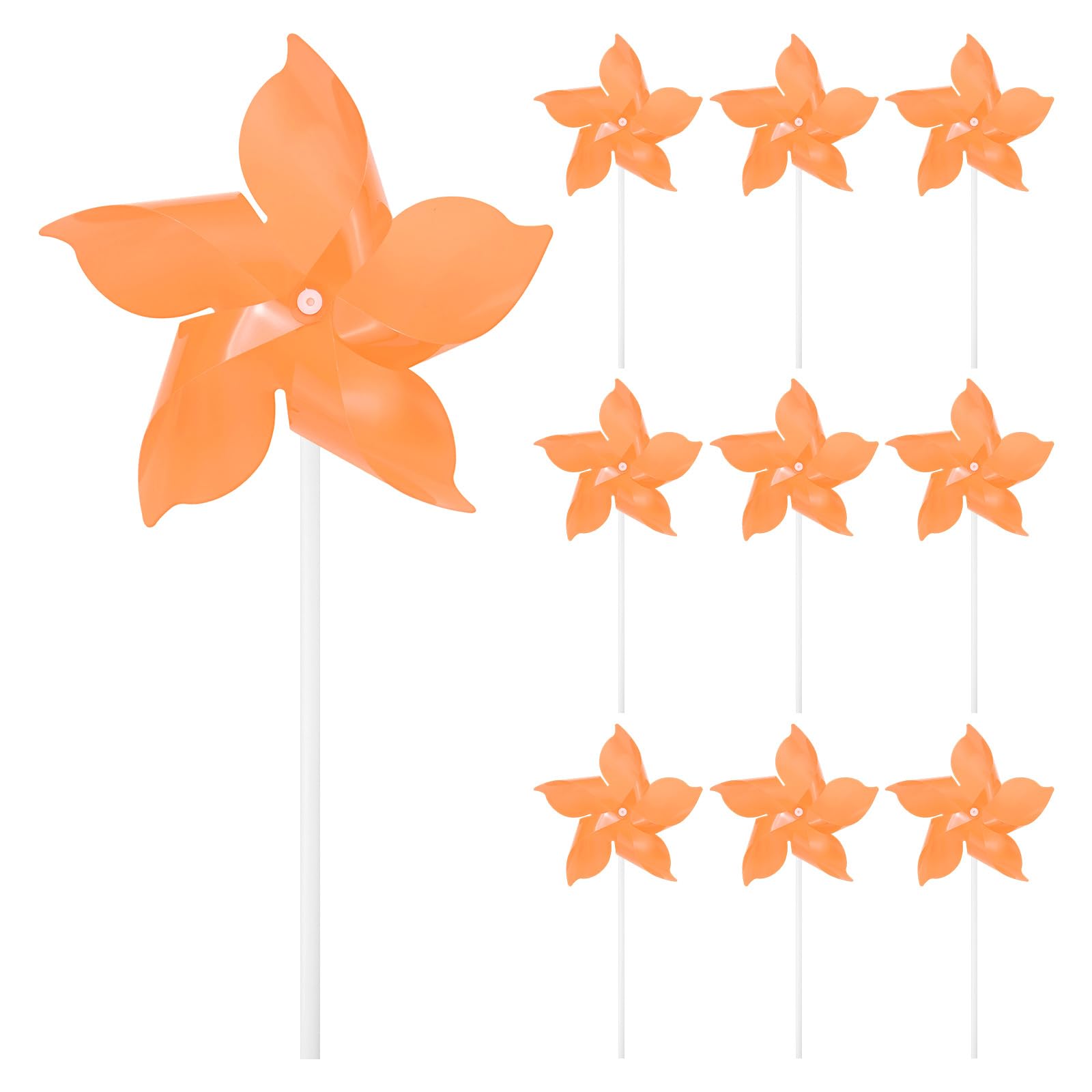 M METERXITY 10-Pack Pinwheels Wind Spinners 9.4 inch Plastic, Orange