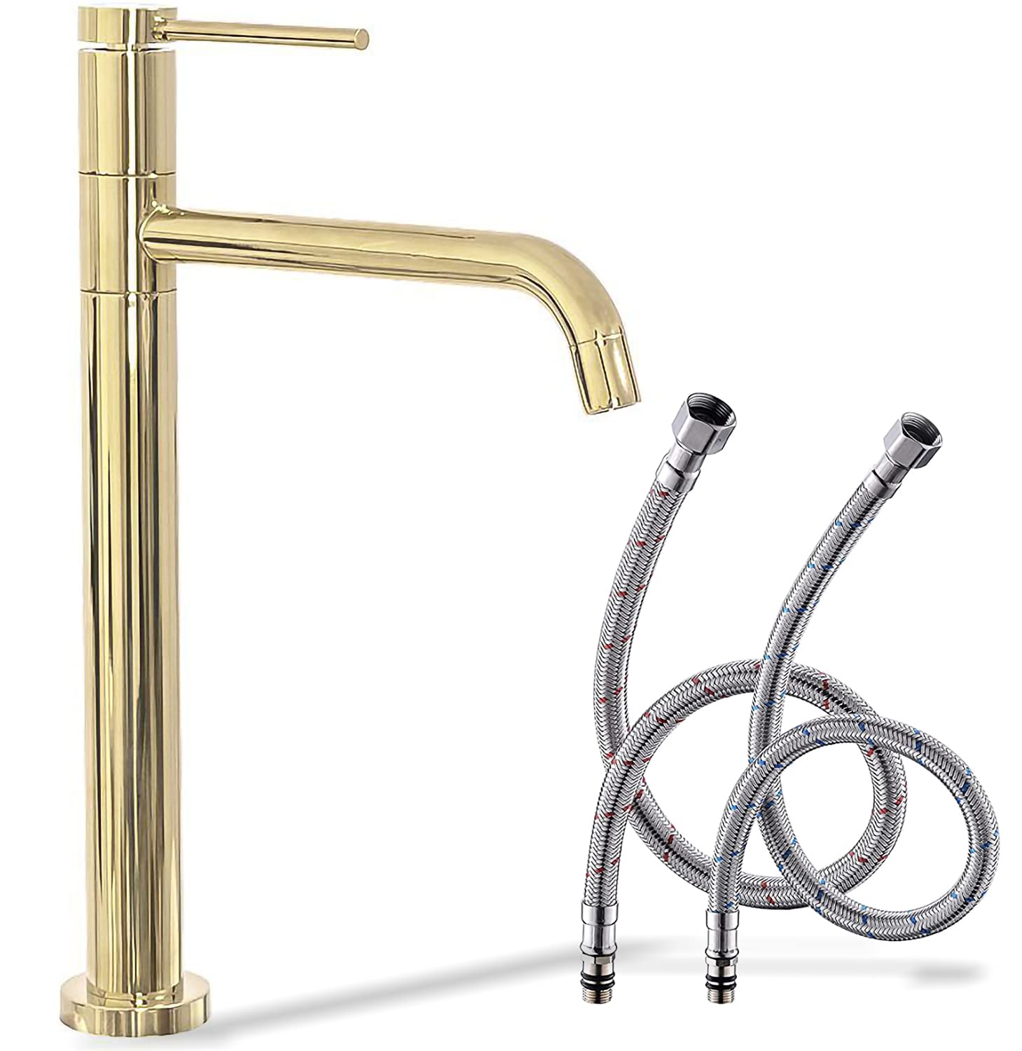 B&Q - Bathroom Faucet  Lugano Slim High GoldBrass