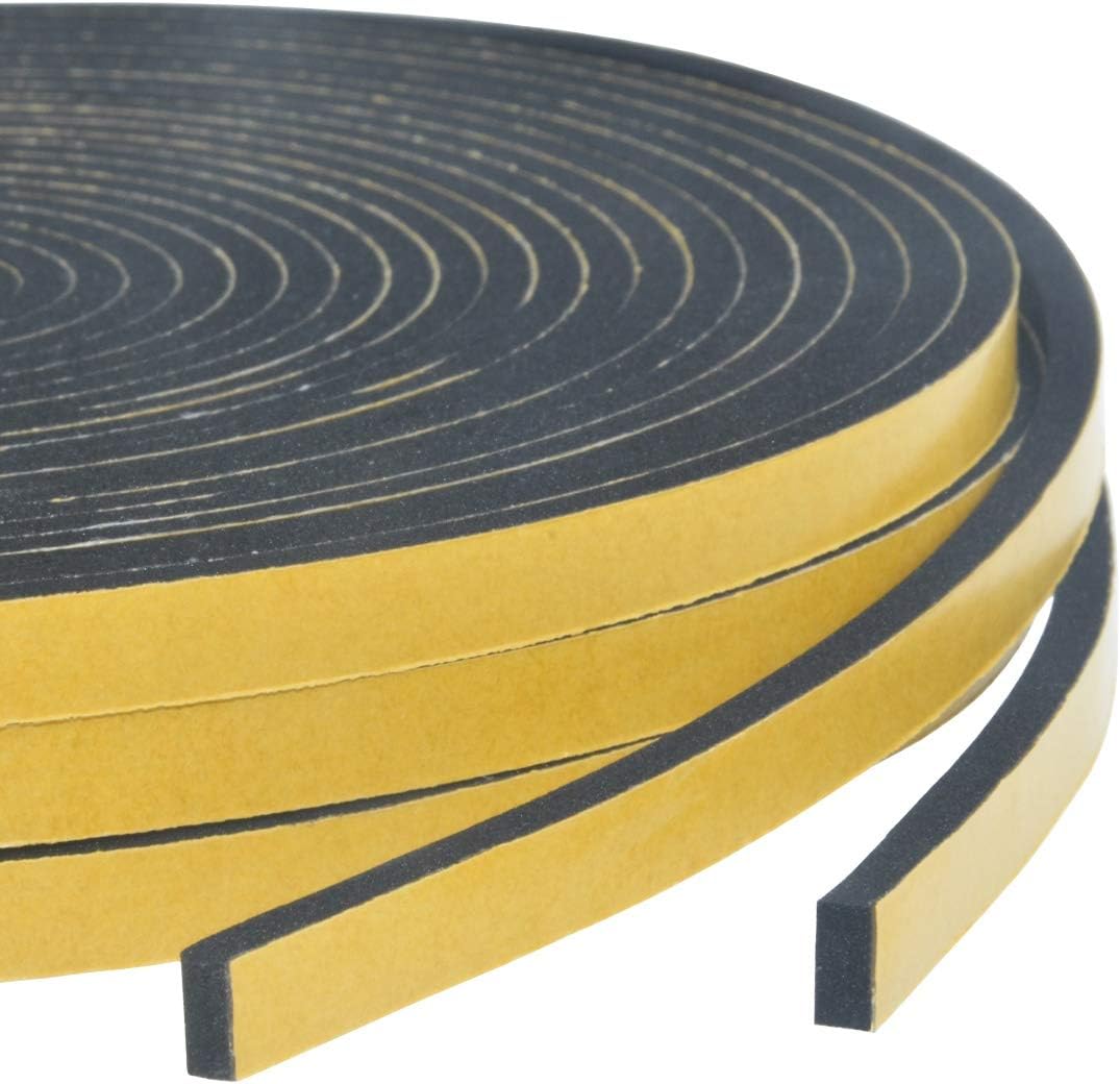 Adhesive Foam Tape-3 Rolls, 1/4 Inch Wide X 1/8 Inch Thick,Weather Stripping for Doors and Window High Density Foam Seal Tape Sliding Door Weather Strip,Total 59 Feet Long（19.7ft x 3 Rolls）