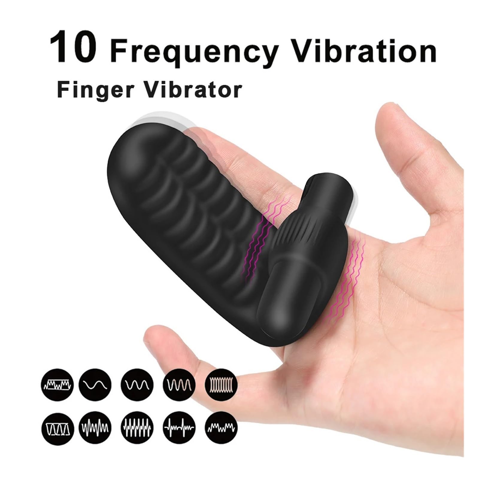 Dispositivo vibratorio con manga for dedos for mujer, ajustes múltiples, enjuagues de silicona suave limpios(Battery Charge)