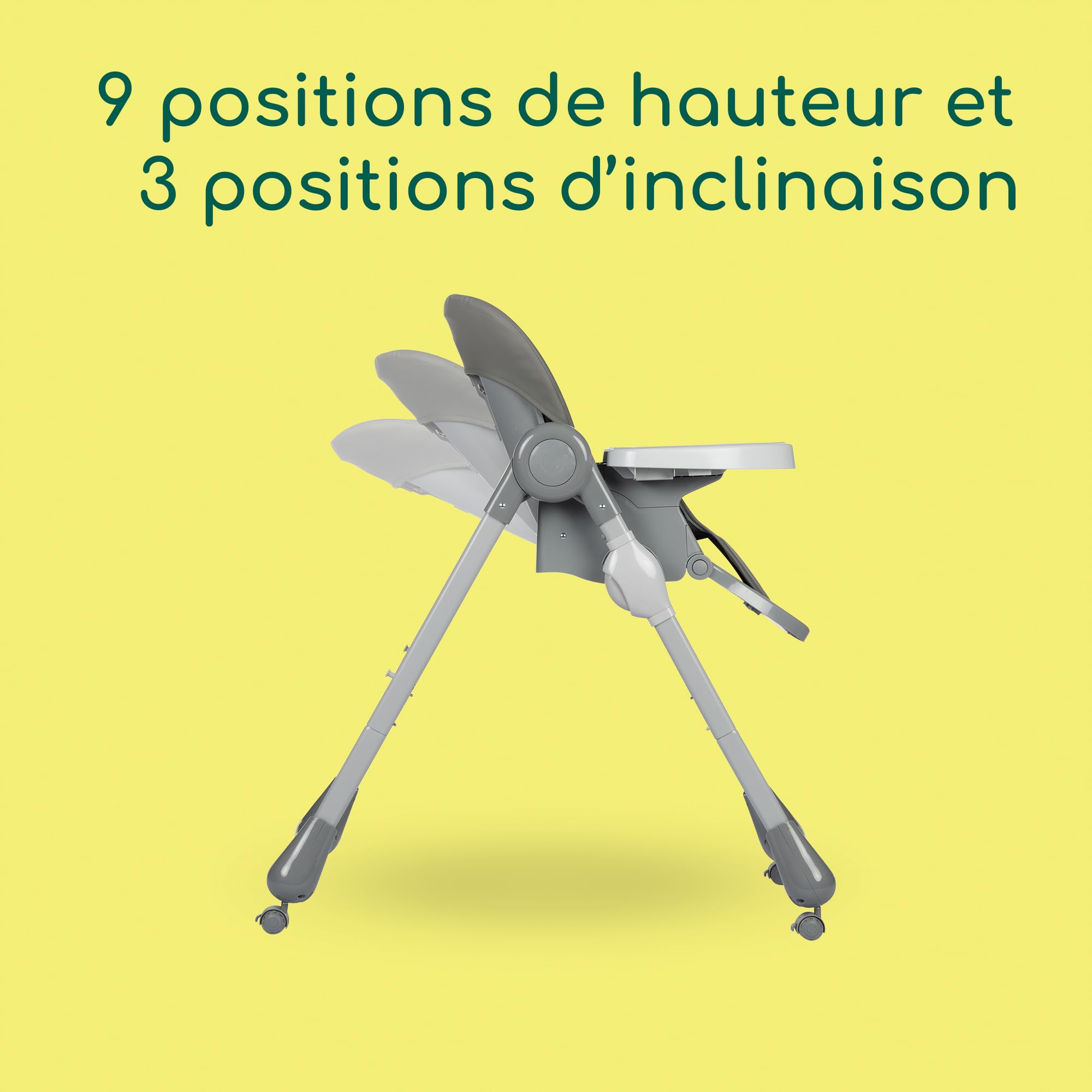Chaise haute Bebeconfort Olea réglable 9 positions hauteur 3 inclinaison 0-3 ans 15 kg Tinted Grey