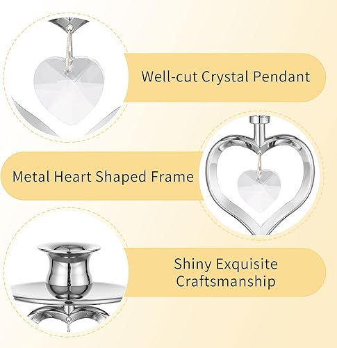 Miniatura 5 de Romadedi Portavelas plateados portavelas cónico de corazón, de metal, mesa de boda, centro de mesa, recepción y ceremonia, decoración del hogar,