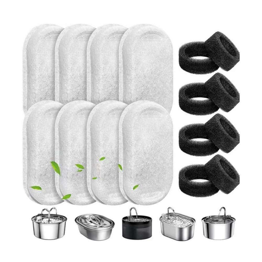 Esshogo 8+8 Filter Candles for Cat Drinking Fountain Suitable as Replacement Filter Candles for Stainless Steel Drinking Fountain for Cats and Dogs Equipped with Activated Carbon Filter Candles and