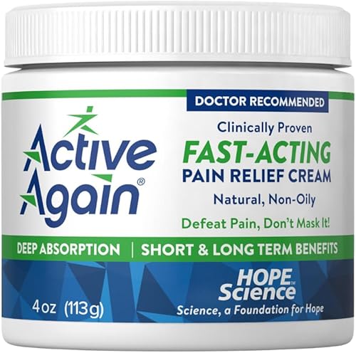 ACTIVE AGAIN Crema para articulaciones y músculos, 4 onzas | Clínicamente probada para la salud y movilidad de las articulaciones, músculo, espalda,